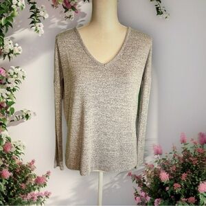 Rag & Bone Heather Gray Marled Slouchy V-Neck Knit Long Sleeve Top Size XS